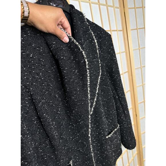 Max Studio Tweed Drape Jacket with Pockets Women's Size L - Picture 2 of 7